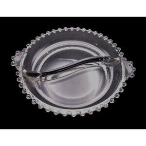 Vintage Imperial Glass 2-Part Divided Relish Dish With Beaded Edge